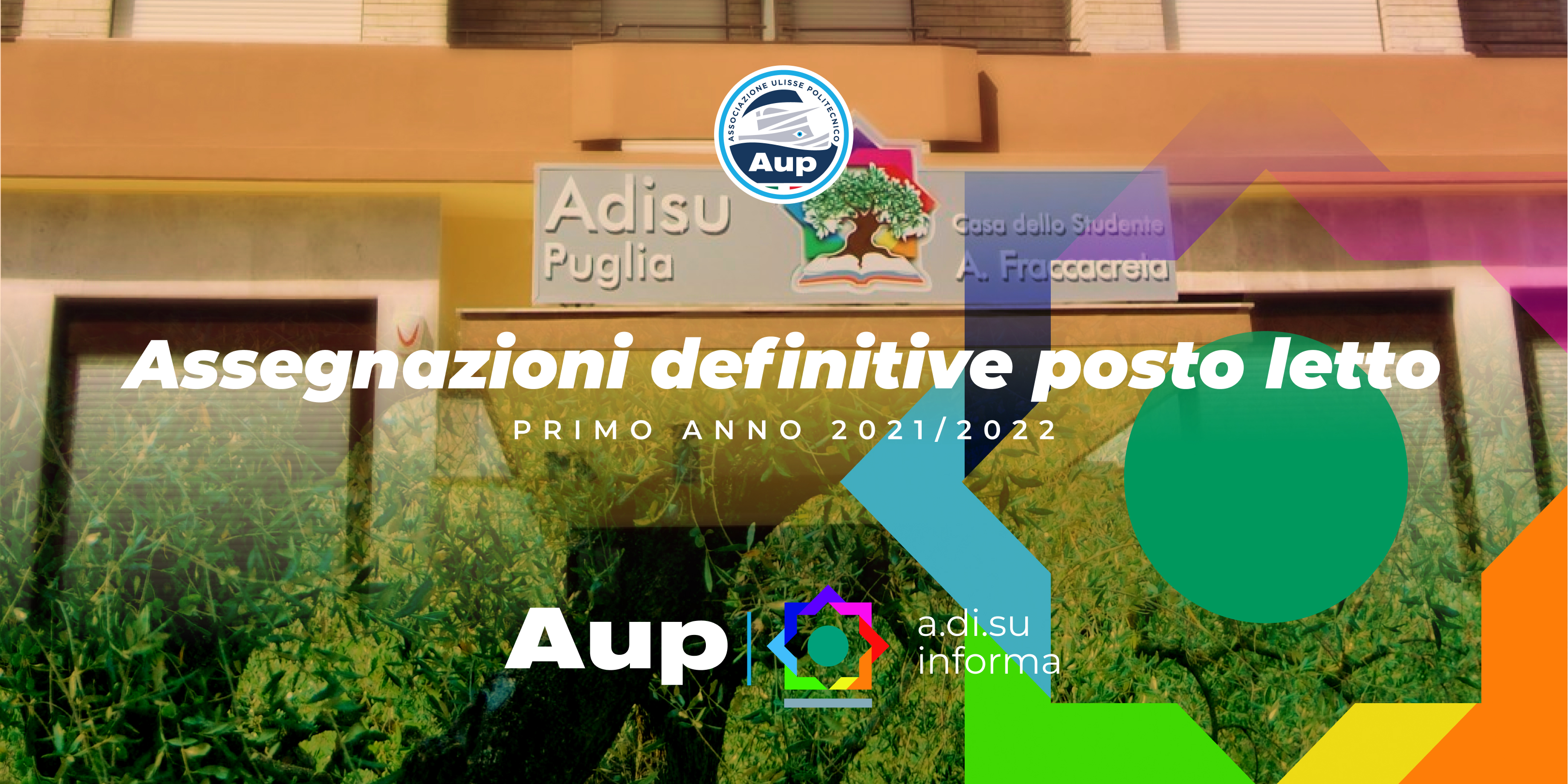 Assegnazioni definitive posti letto A.Di.S.U. - Primo anno A.A. 2021/2022