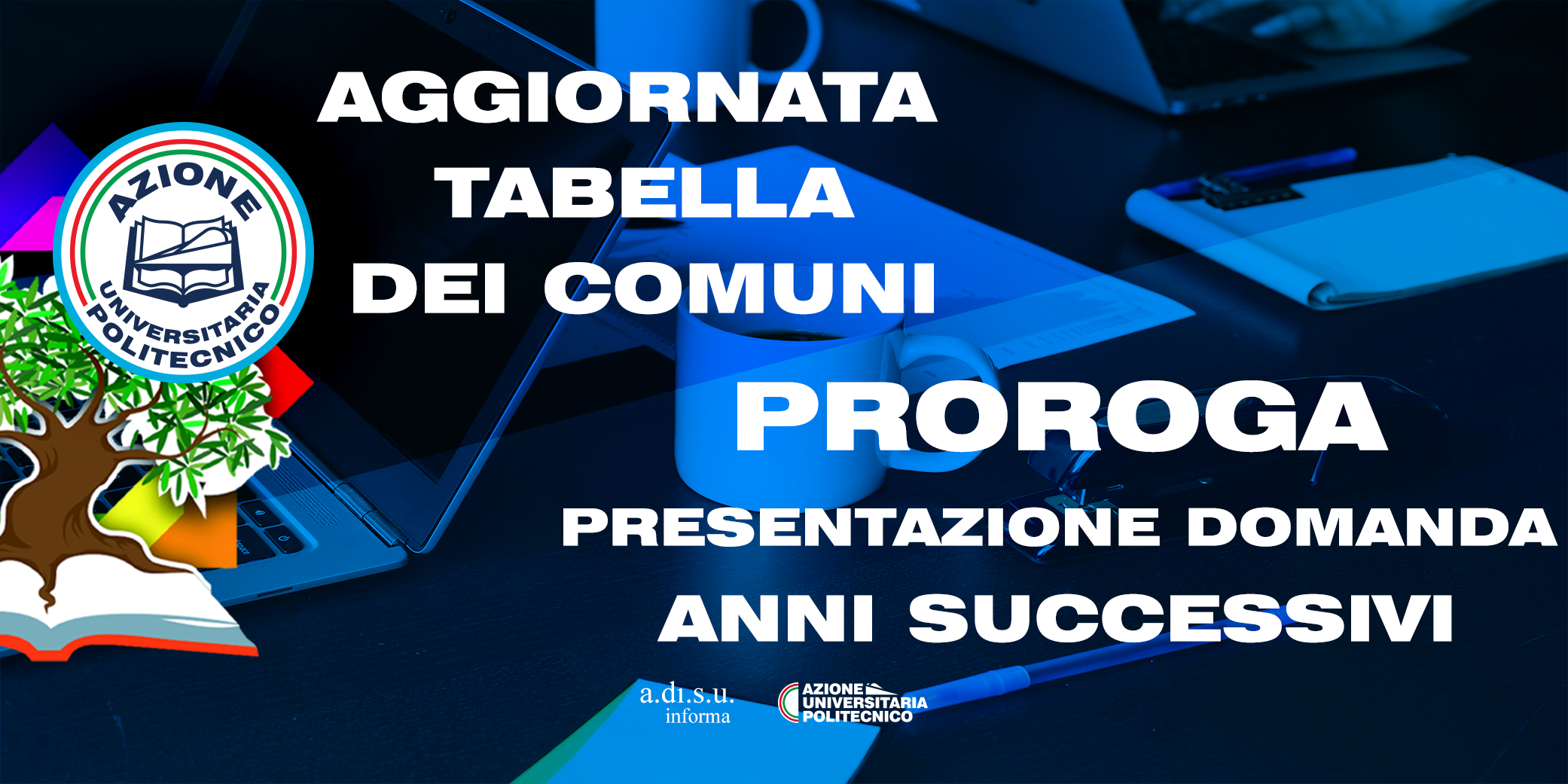 Nuova tabella comuni e proroga termini per la presentazione della domanda anni successivi