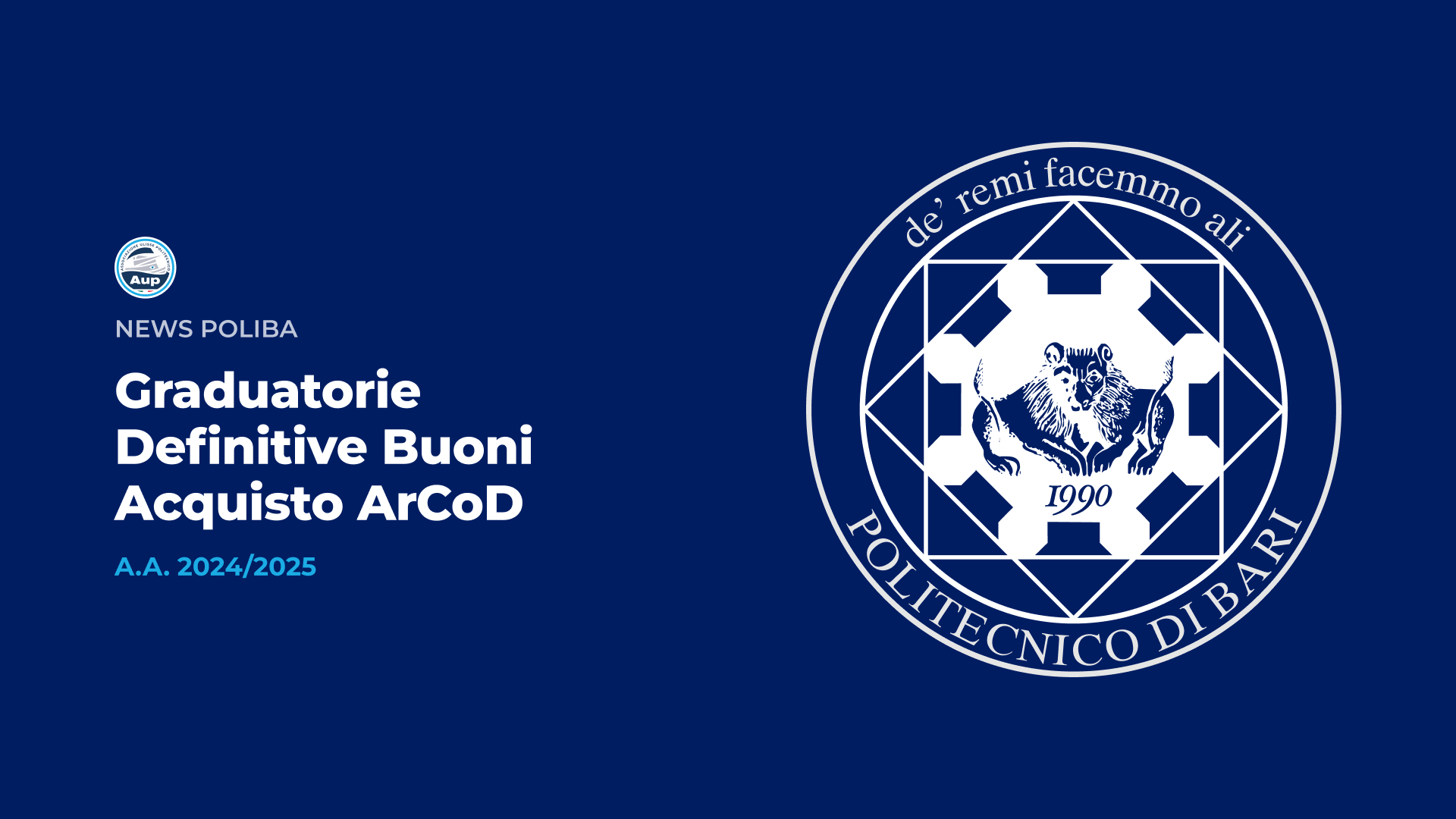 Graduatorie Definitive Bando Buoni Acquisto ArCoD - A.A. 2024/2025