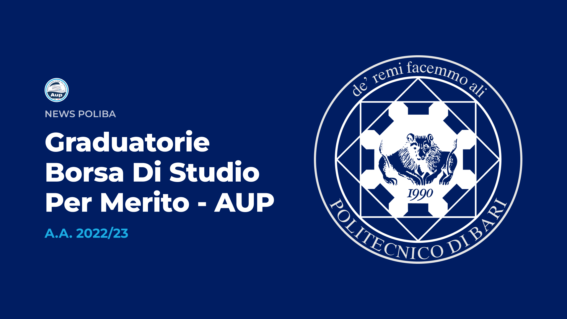 GRADUATORIE BORSA DI STUDIO PER MERITO - AUP | A.A. 2022/23
