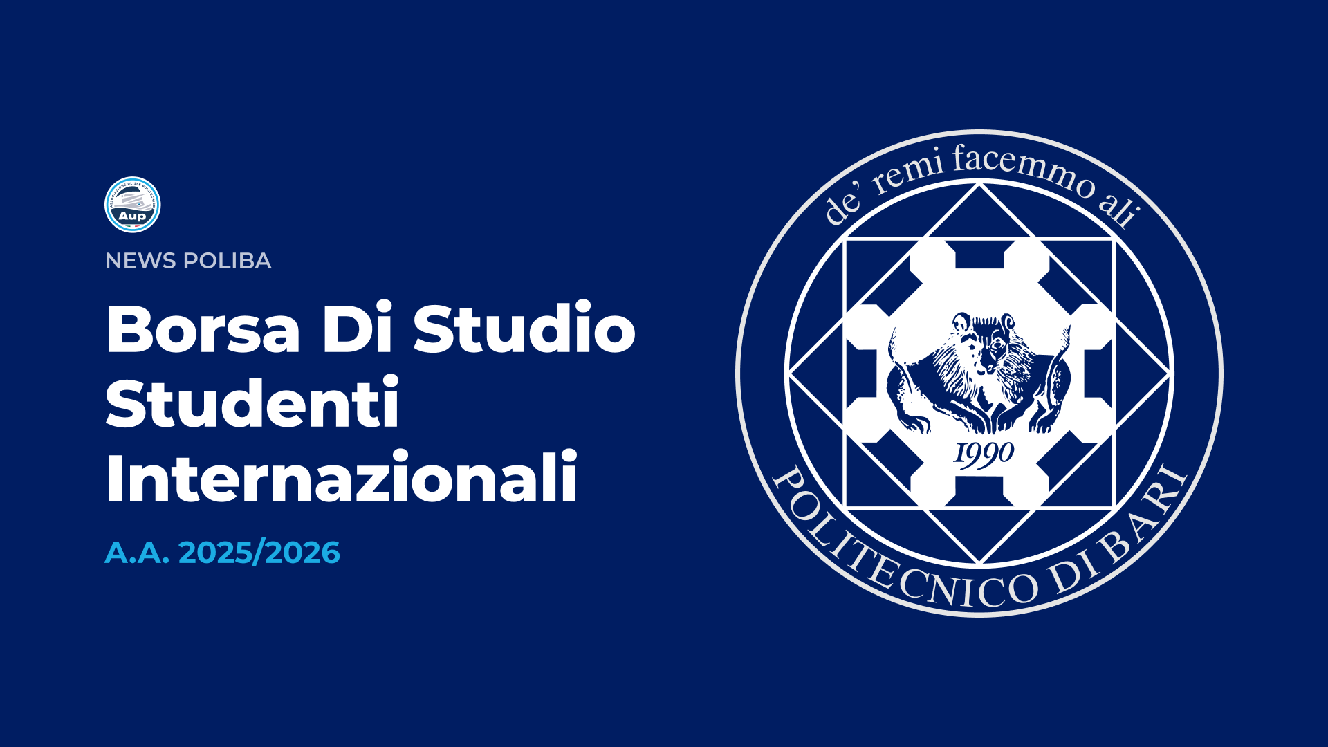 Bando Borse di Studio per Studenti Internazionali | A.A. 2025/2026