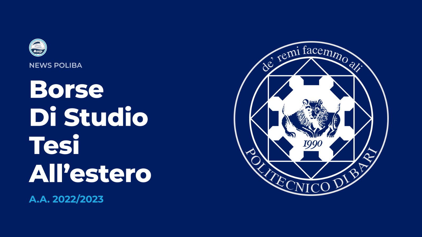 ESITO DELLA PROCEDURA DI CONCORSO PER IL CONFERIMENTO DI BORSE DI STUDIO PER TESI ALL'ESTERO A.A. 2022/2023