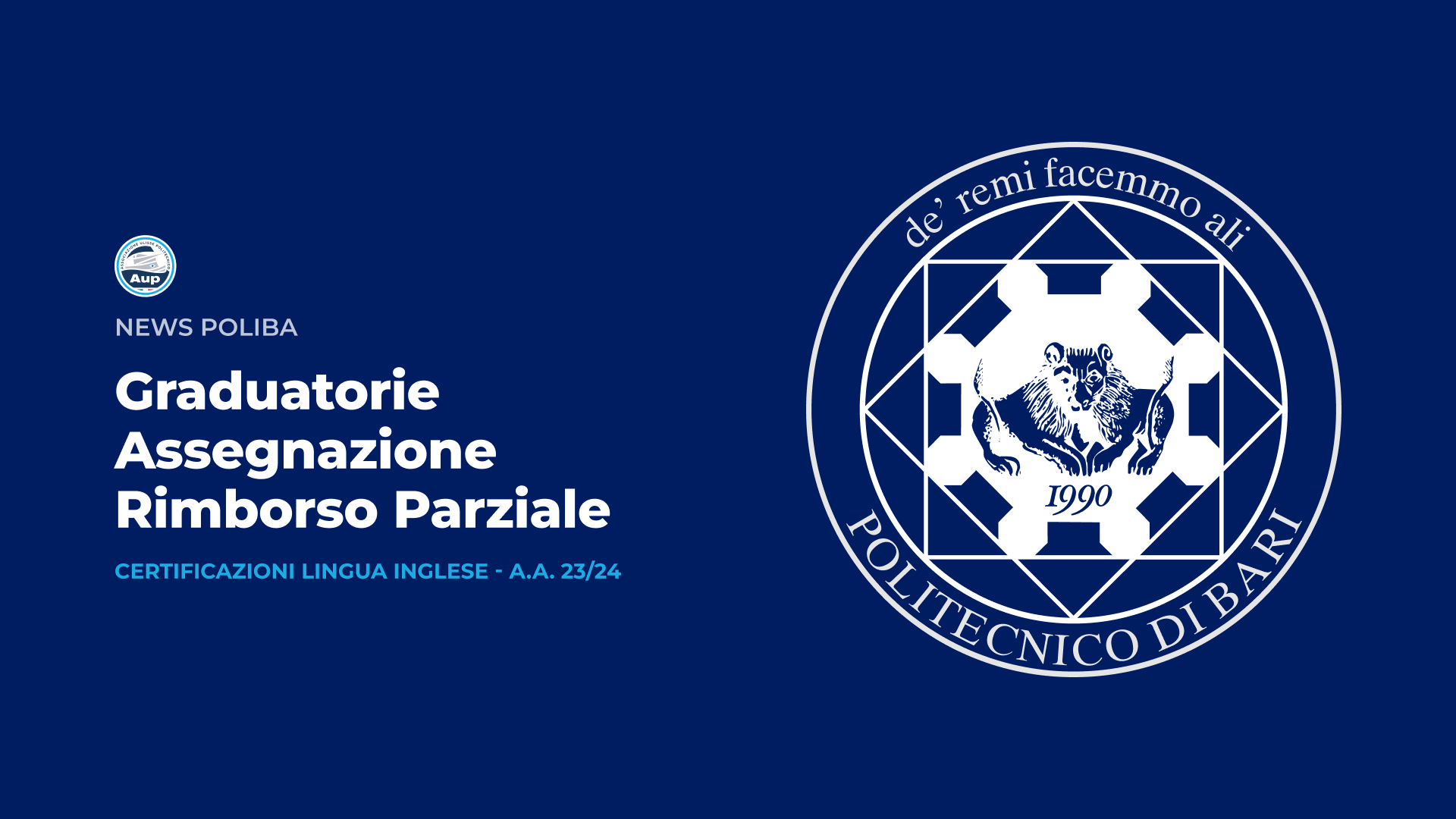 Assegnazione Rimborso Parziale delle spese sostenute per il conseguimento di Certificazioni in Lingua Inglese - A.A. 2023/2024