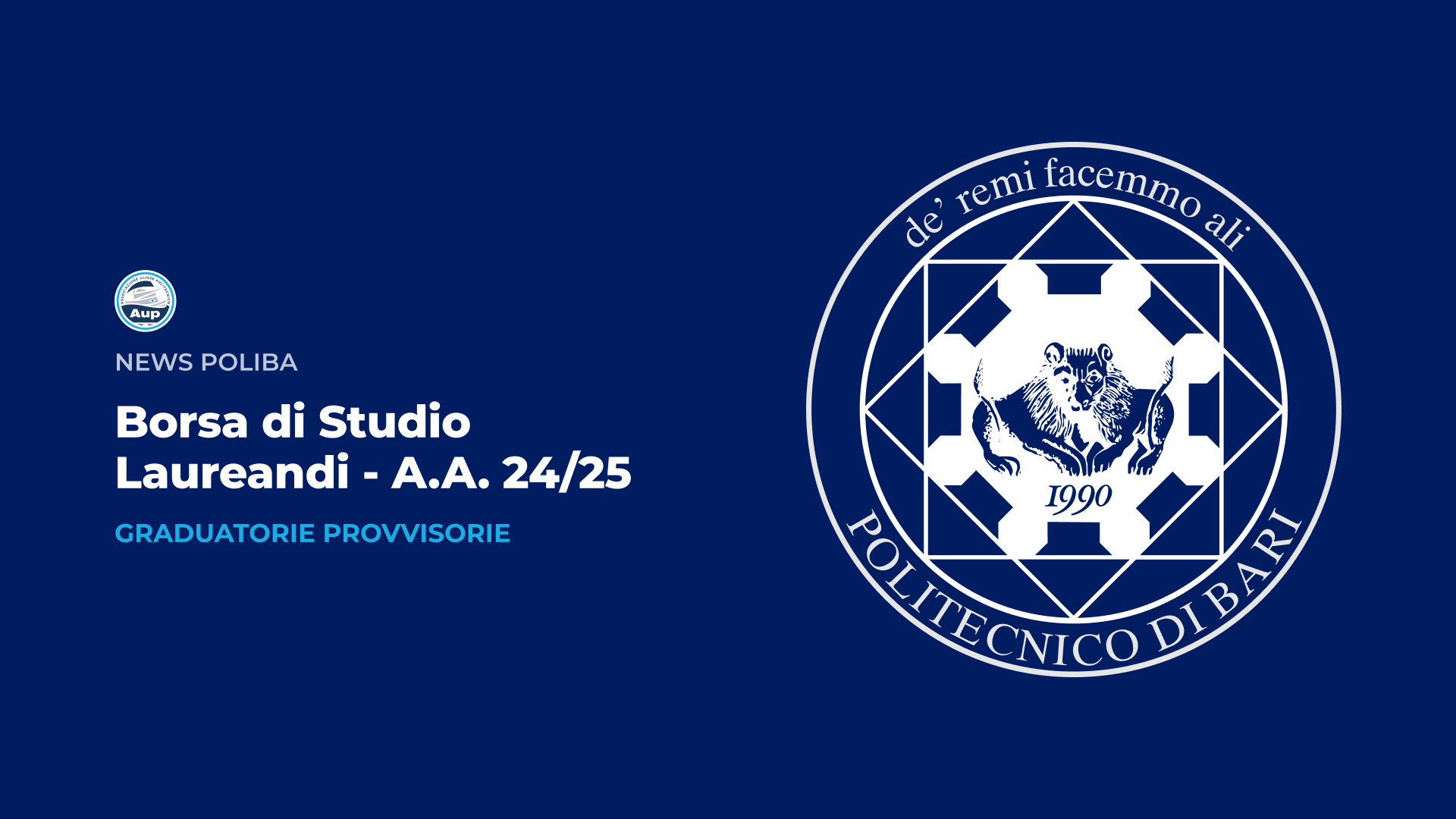 Graduatorie Provvisorie Borse di Studio Laureandi - A.A. 2024/2025