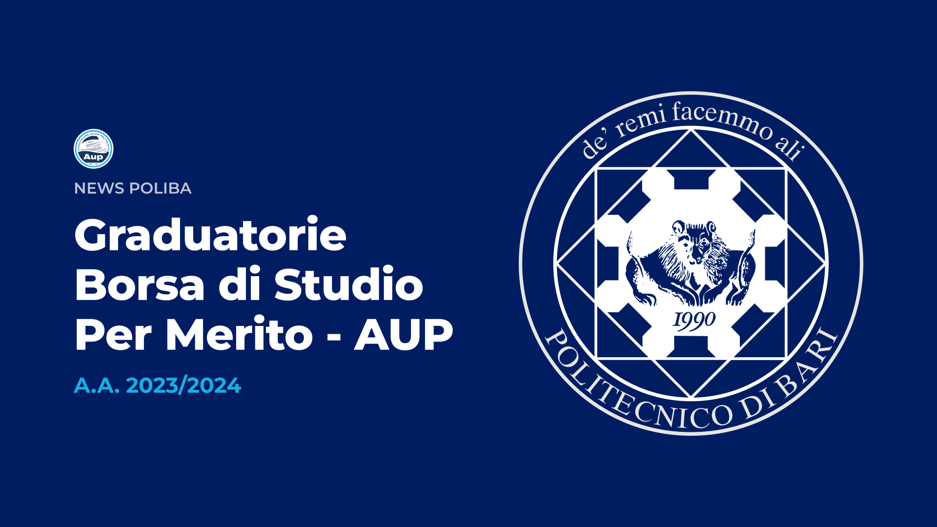 GRADUATORIE BORSA DI STUDIO PER MERITO - AUP | A.A. 2023/24