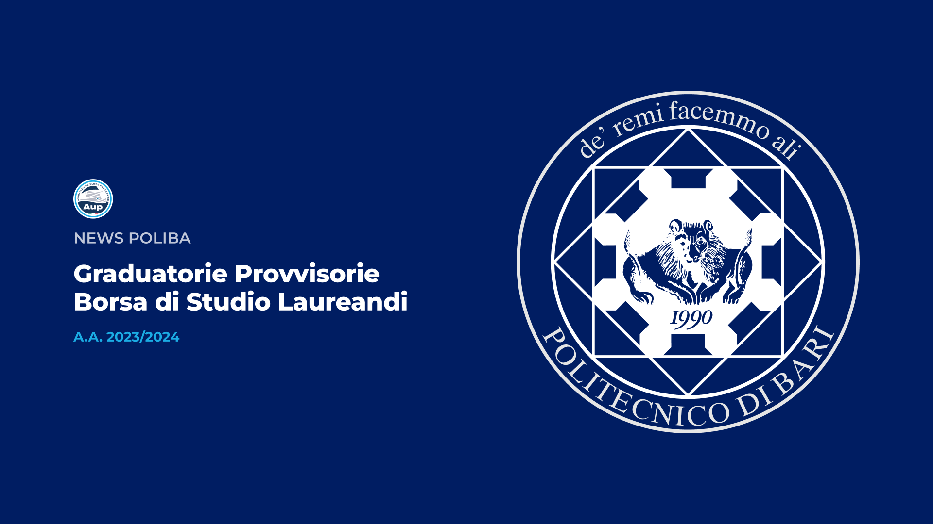 Graduatorie Provvisorie Borse di Studio Laureandi - A.A. 2023/2024