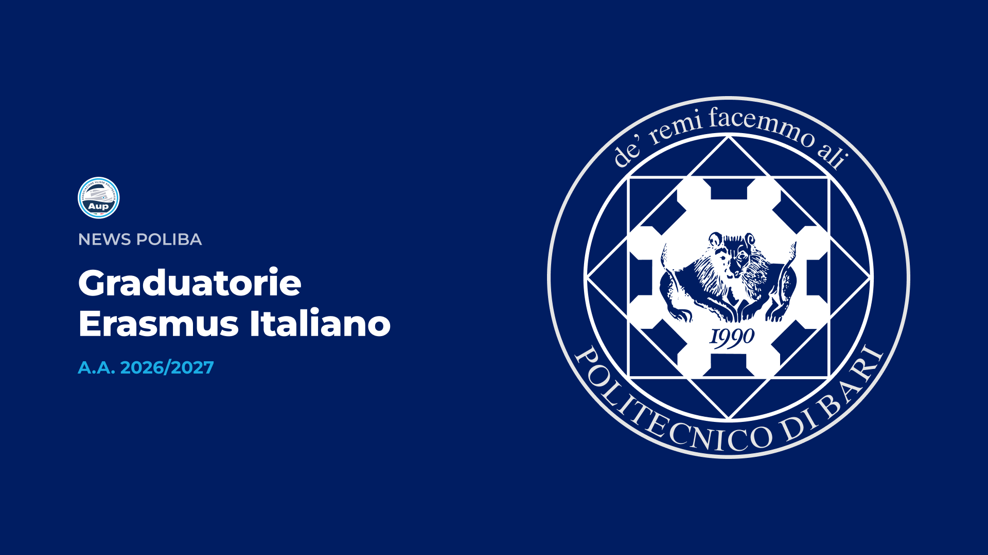 Graduatorie Erasmus Italiano - A.A. 2026/2027