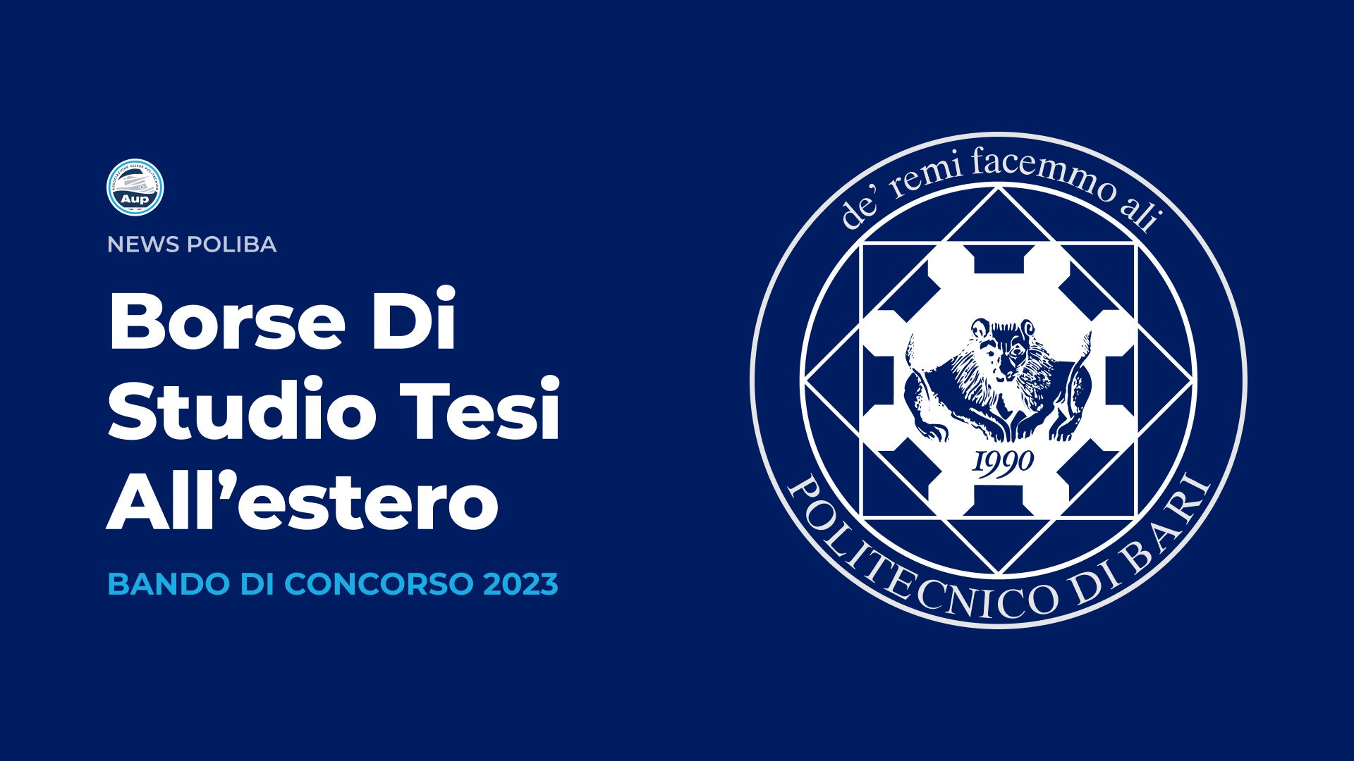 BANDO DI CONCORSO PER TESI ALL'ESTERO 2023