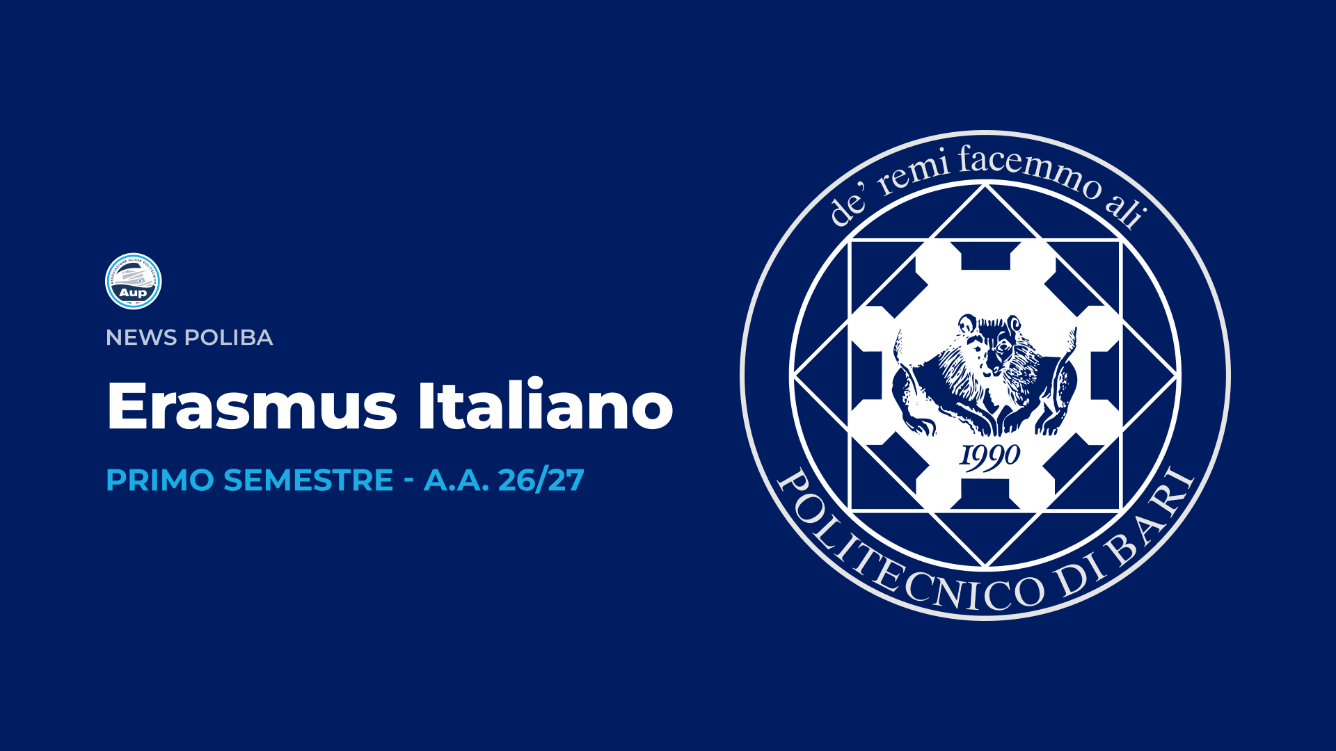 Bando Erasmus Italiano - Primo Semestre - A.A. 2026/2027