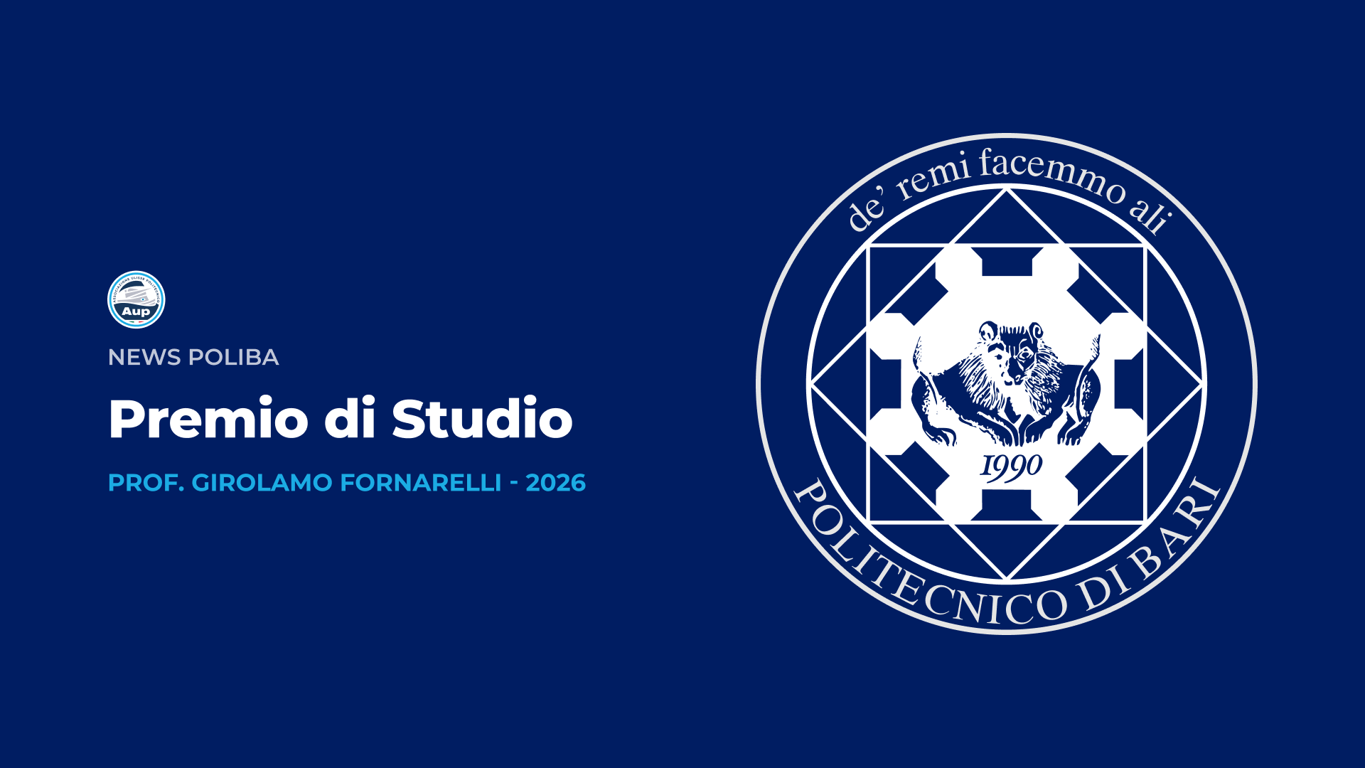 Premio di Studio - Prof. Girolamo Fornarelli - 2026